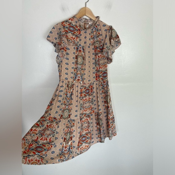 Kirundo Women's Floral Mini Dress Size Small Tiered Flutter Sleeve Side Pockets - Picture 3 of 14